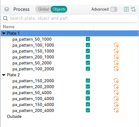 PA pattern batch mode object list