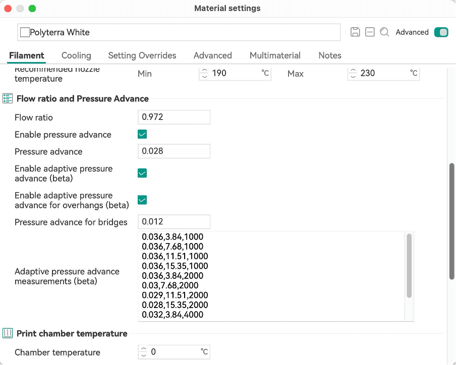 Adapter PA Settings